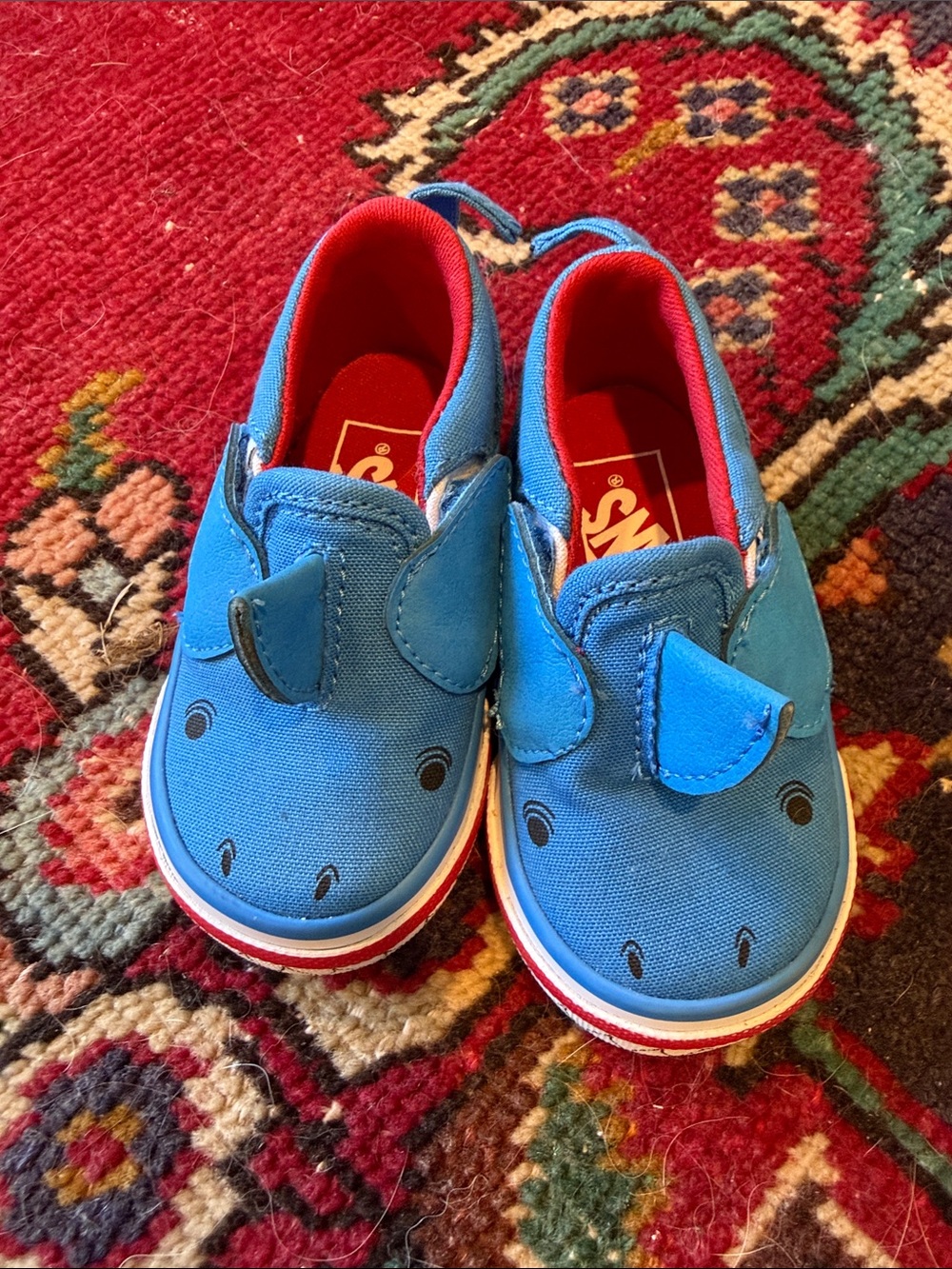 Vans Kids Blue Canvas Slip-On Shark Sneakers